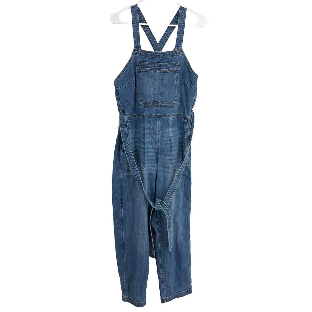 Duluth Trading Women 8 Daily Denim Overall Jumpsuit Crossback Tie Waist Casual